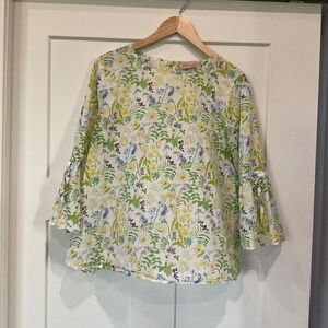 Philosophy Republic Clothing Floral Top Blouse Bell 3/4 Sleeves